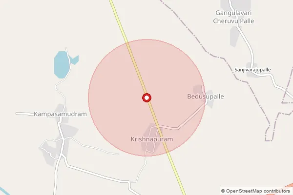 Map showing approximate area covered by Pincode 524226 — Balayapalli B.O, Spsr Nellore