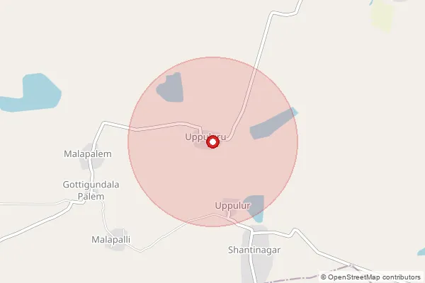 Map showing approximate area covered by Pincode 524228 — Yerikollu B.O, Spsr Nellore