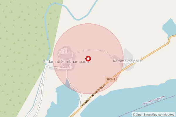 Map showing approximate area covered by Pincode 524300 — Padamatikhambampadu B.O, Spsr Nellore