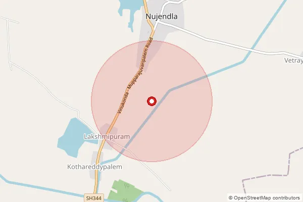 Map showing approximate area covered by Pincode 524302 — Mangupalli B.O, Spsr Nellore