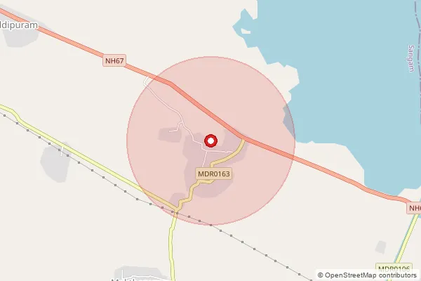 Map showing approximate area covered by Pincode 524306 — Duvvur S.O (Nellore), Spsr Nellore