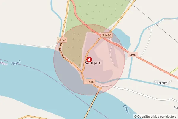 Map showing approximate area covered by Pincode 524308 — Hasanapuram B.O, Spsr Nellore