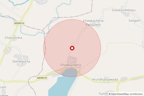 Map showing approximate area covered by Pincode 524316 — Damagunta B.O, Spsr Nellore