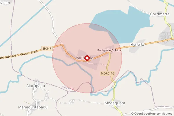 Map showing approximate area covered by Pincode 524318 — Alaganipadu B.O, Spsr Nellore