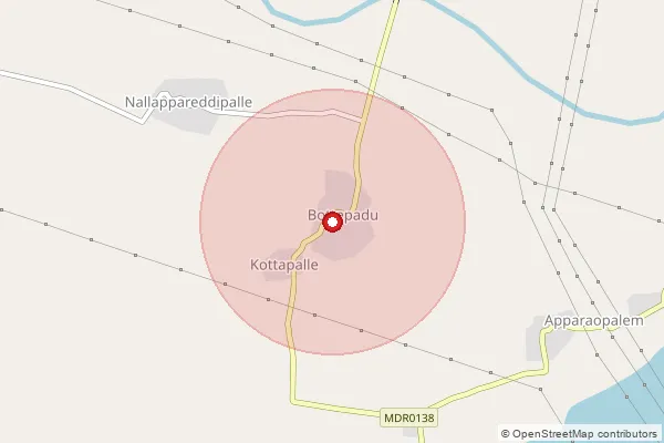 Map showing approximate area covered by Pincode 524322 — Cherloyadavalli B.O, Spsr Nellore