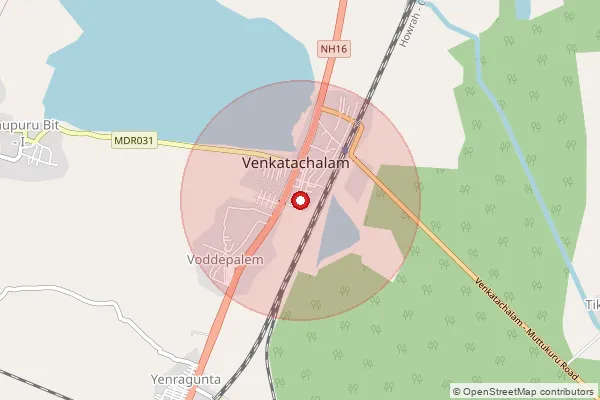 Map showing approximate area covered by Pincode 524323 — Tirumalammapalem B.O, Spsr Nellore