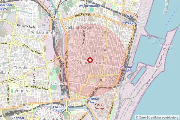 Map showing approximate area covered by Pincode 524344 — Krishnapatnam B.O, Spsr Nellore