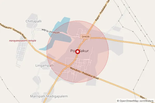 Map showing approximate area covered by Pincode 524345 — Ammavaripalem B.O, Spsr Nellore