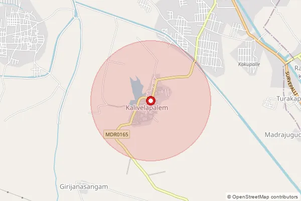 Map showing approximate area covered by Pincode 524346 — Pidathapoluru B.O, Spsr Nellore