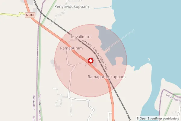 Map showing approximate area covered by Pincode 524366 — Yellayapalem B.O, Spsr Nellore