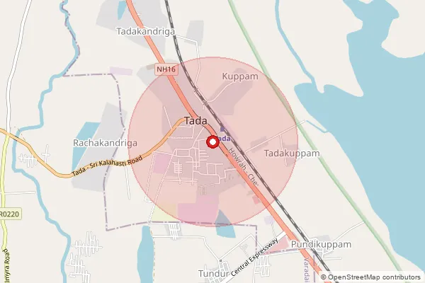 Map showing approximate area covered by Pincode 524401 — Karur B.O, Tirupati