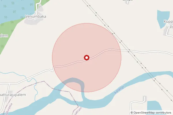 Map showing approximate area covered by Pincode 524404 — Kayyur B.O, Tirupati