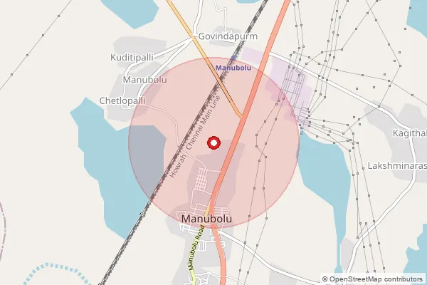 Map showing approximate area covered by Pincode 524405 — Kommalapudi B.O, Spsr Nellore