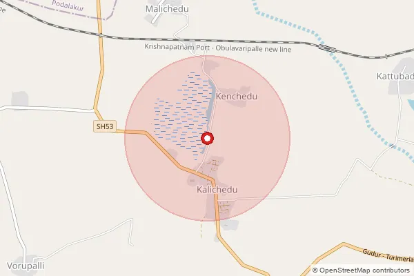 Map showing approximate area covered by Pincode 524409 — Devaravemuru B.O, Spsr Nellore