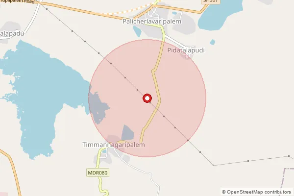 Map showing approximate area covered by Pincode 524410 — Ayyavaripalem B.O, Tirupati