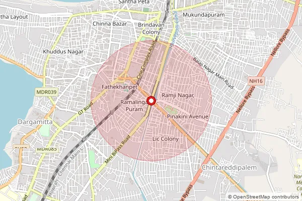 Map showing approximate area covered by Pincode 524411 — Kokkupadu B.O, Tirupati