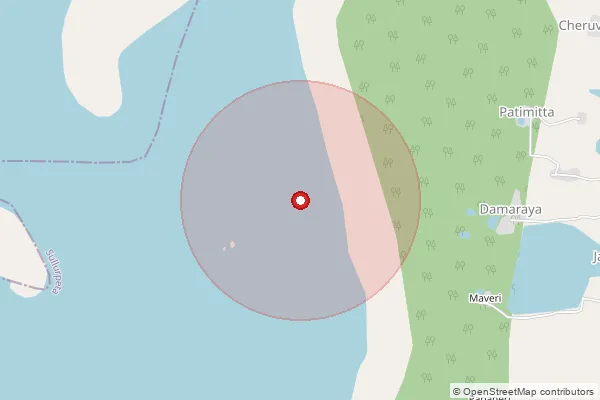 Map showing approximate area covered by Pincode 524415 — Kallur B.O, Tirupati