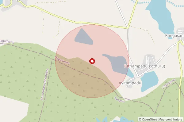 Map showing approximate area covered by Pincode 524421 — Bheemavaram B.O, Tirupati