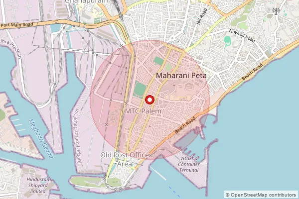 Map showing approximate area covered by Pincode 530001 — Visakhapatnam H.O, Visakhapatanam