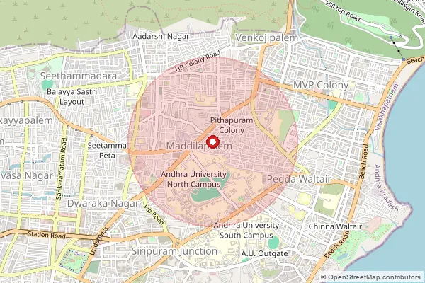 Map showing approximate area covered by Pincode 530003 — Ghandhi Place S.O, Visakhapatanam