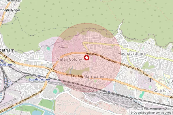 Map showing approximate area covered by Pincode 530009 — N A D S.O, Visakhapatanam