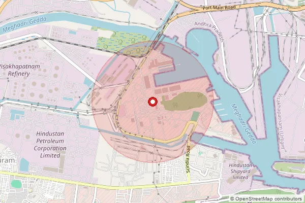 Map showing approximate area covered by Pincode 530014 — Naval Base S.O, Visakhapatanam