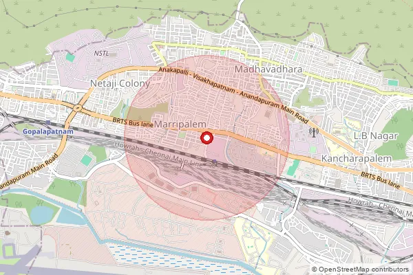 Map showing approximate area covered by Pincode 530018 — Marripalem S.O, Visakhapatanam