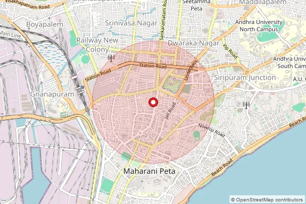 Map showing approximate area covered by Pincode 530020 — Dabagardens S.O, Visakhapatanam