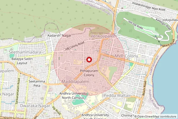 Map showing approximate area covered by Pincode 530022 — Isakathota S.O, Visakhapatanam