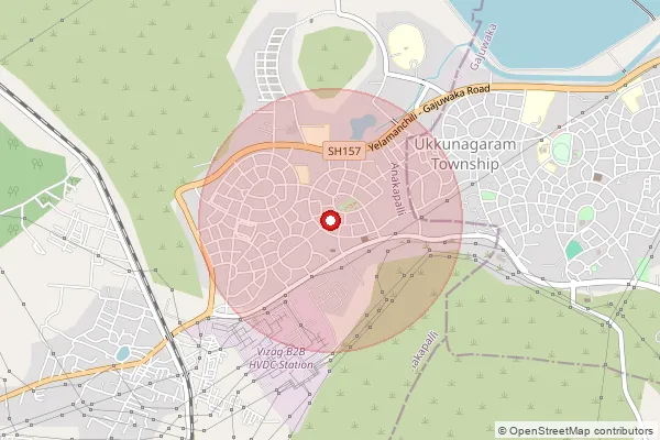 Map showing approximate area covered by Pincode 530032 — Vm Steel Projrct Town Ship S.O, Visakhapatanam
