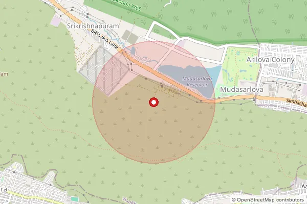 Map showing approximate area covered by Pincode 530040 — Pedagadili B.O, Visakhapatanam