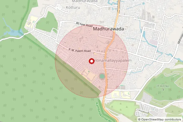 Map showing approximate area covered by Pincode 530041 — Pothinamallayapalem S.O, Visakhapatanam
