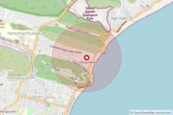 Map showing approximate area covered by Pincode 530043 — Visalakshinagar S.O, Visakhapatanam