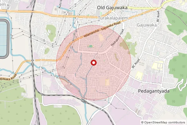 Map showing approximate area covered by Pincode 530044 — Nadupuru B.O, Visakhapatanam