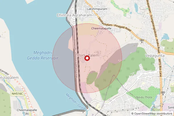 Map showing approximate area covered by Pincode 530047 — Chintalaagaraharam B.O, Visakhapatanam