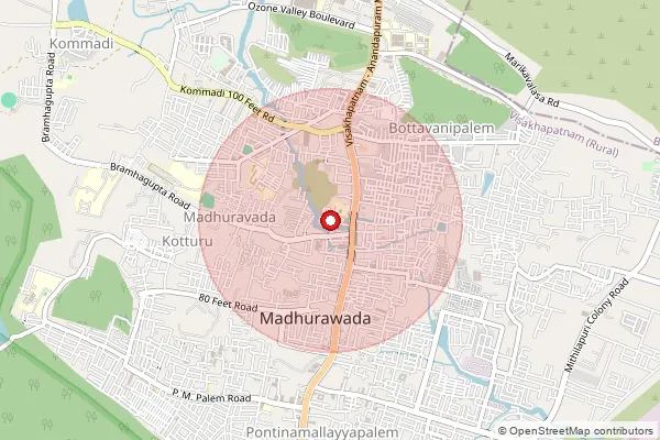 Map showing approximate area covered by Pincode 530048 — Gayatri Engg College B.O, Visakhapatanam