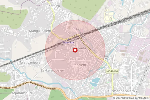 Map showing approximate area covered by Pincode 530049 — Pakeertekya B.O, Visakhapatanam