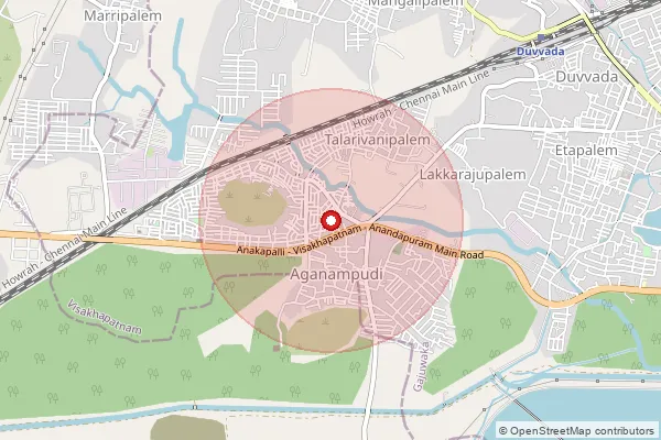 Map showing approximate area covered by Pincode 530053 — Aganampudi S.O, Visakhapatanam