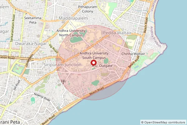 Map showing approximate area covered by Pincode 530058 — Ndc Andhra University, Visakhapatanam