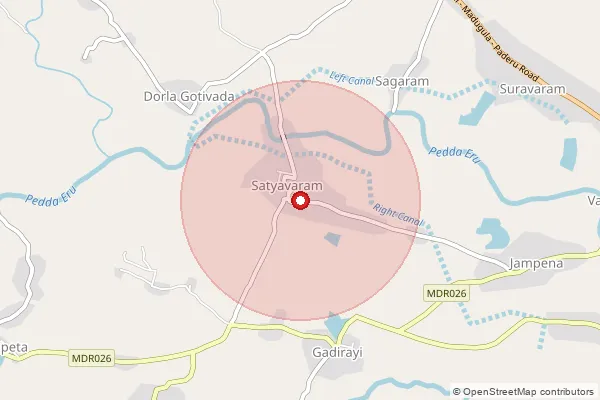 Map showing approximate area covered by Pincode 531027 — Kinthalli B.O, Anakapalli