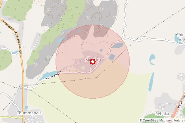 Map showing approximate area covered by Pincode 531032 — Uderoo B.O, Anakapalli