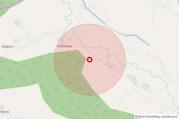 Map showing approximate area covered by Pincode 531036 — Jannavaram B.O, Anakapalli