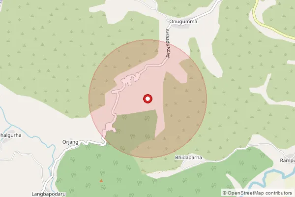 Map showing approximate area covered by Pincode 531040 — Aradakota B.O, Visakhapatanam