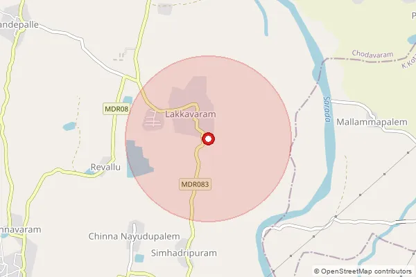 Map showing approximate area covered by Pincode 531075 — Vadrapalem B.O, Anakapalli