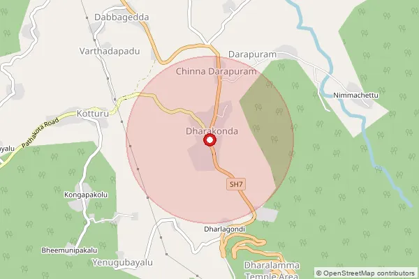 Map showing approximate area covered by Pincode 531105 — Duppulavada B.O, Alluri Sitharama Raju