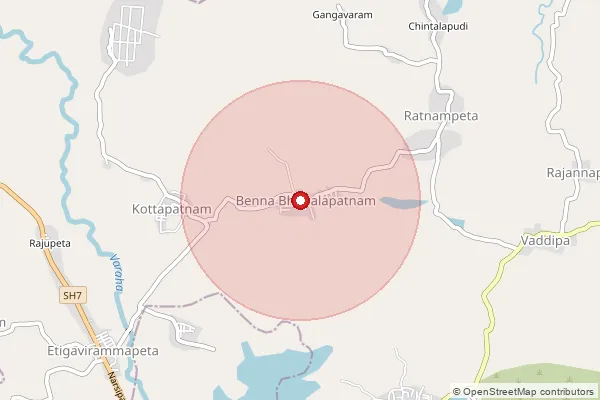 Map showing approximate area covered by Pincode 531118 — Dharnasagaram B.O, Visakhapatanam