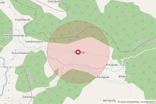 Map showing approximate area covered by Pincode 531151 — Korra B.O, Visakhapatanam