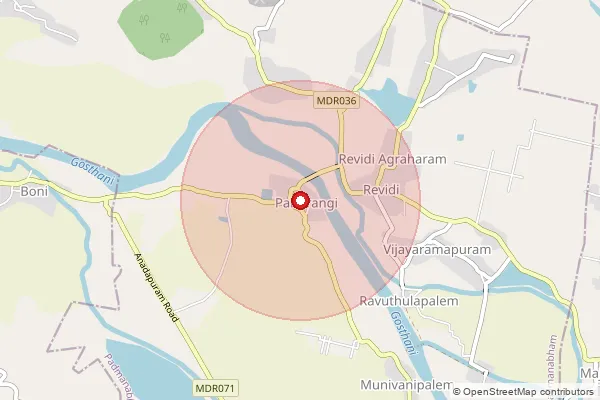 Map showing approximate area covered by Pincode 531162 — Gudivada B.O, Vizianagaram