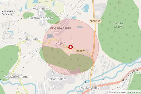 Map showing approximate area covered by Pincode 531173 — Gurrampalem B.O, Visakhapatanam