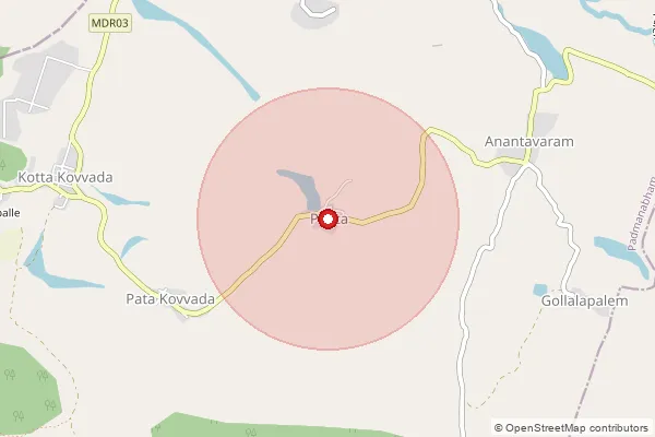 Map showing approximate area covered by Pincode 531219 — Ananthavaram B.O, Visakhapatanam